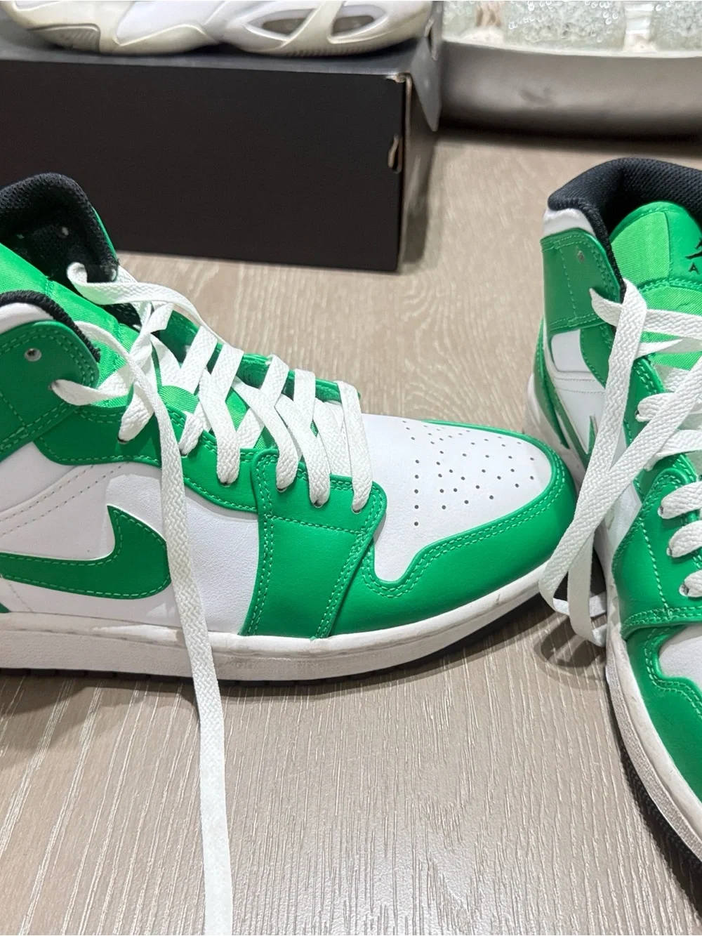 Jordan men’s Green & White High-Top Sneakers - Picture 2 of 3